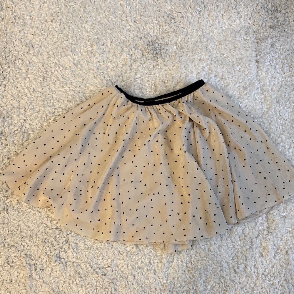 Aritzia Tatlula Babaton silk beige polka dot skirt